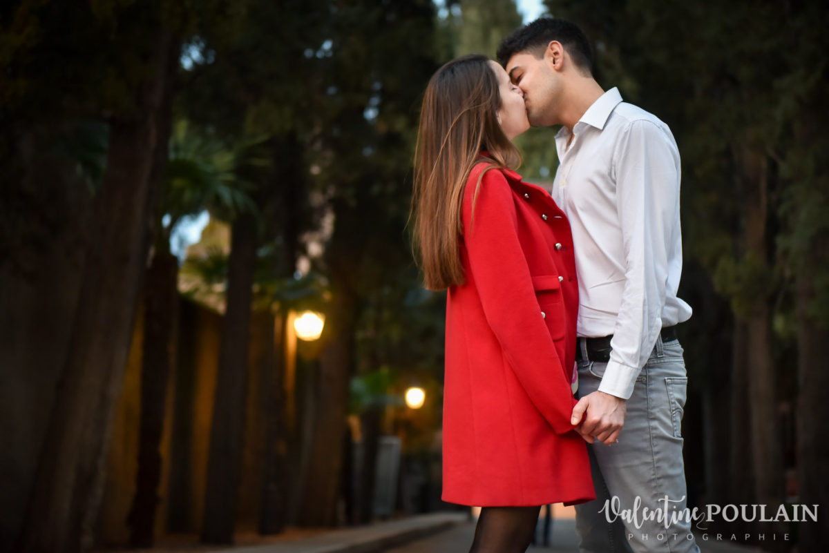 Shooting couple demande mariage Rome baiser