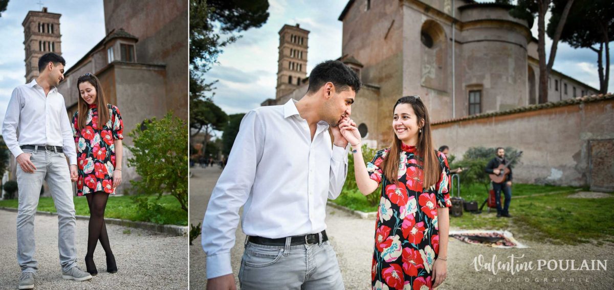 Shooting couple demande mariage Rome balade