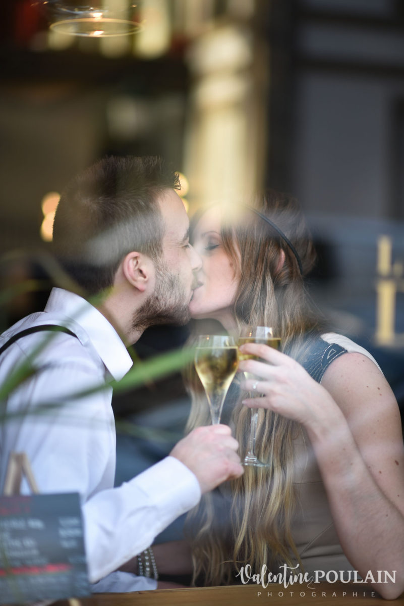 Shooting engagement demande mariage bisous