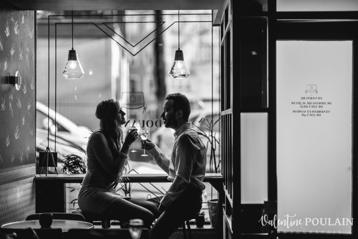 Shooting engagement demande mariage bar tchin