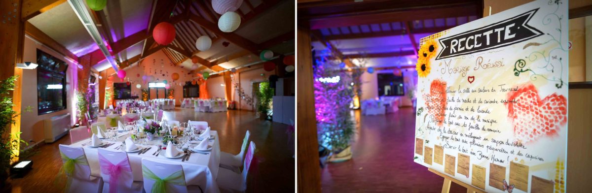 Mariage joyeux vert rose salle - Valentine Poulain
