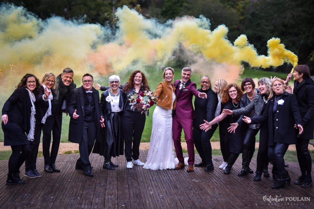 Mariage rock automne Domaine du Hirtz - Valentine Poulain groupe fumigène