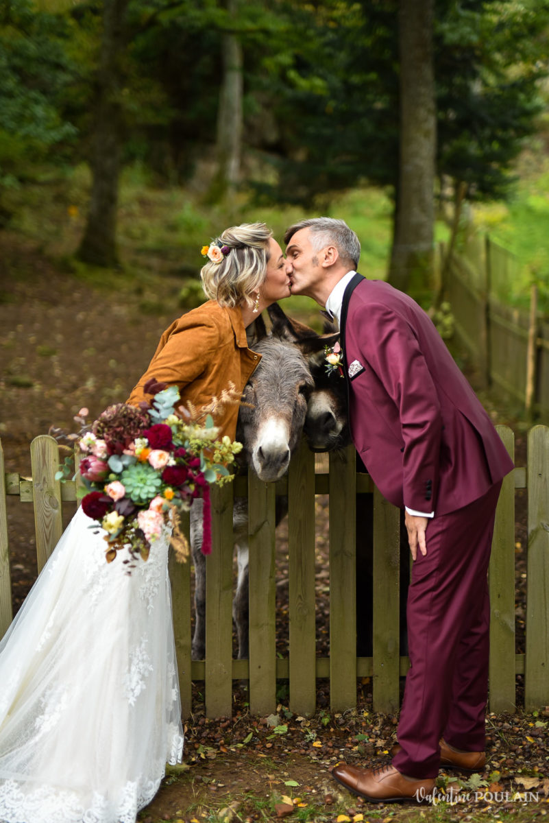 Mariage rock automne Domaine du Hirtz - Valentine Poulain âne