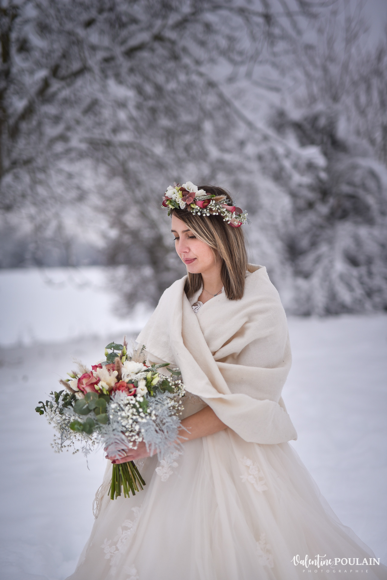 Photo mariage neige hiver - Valentine Poulain bride