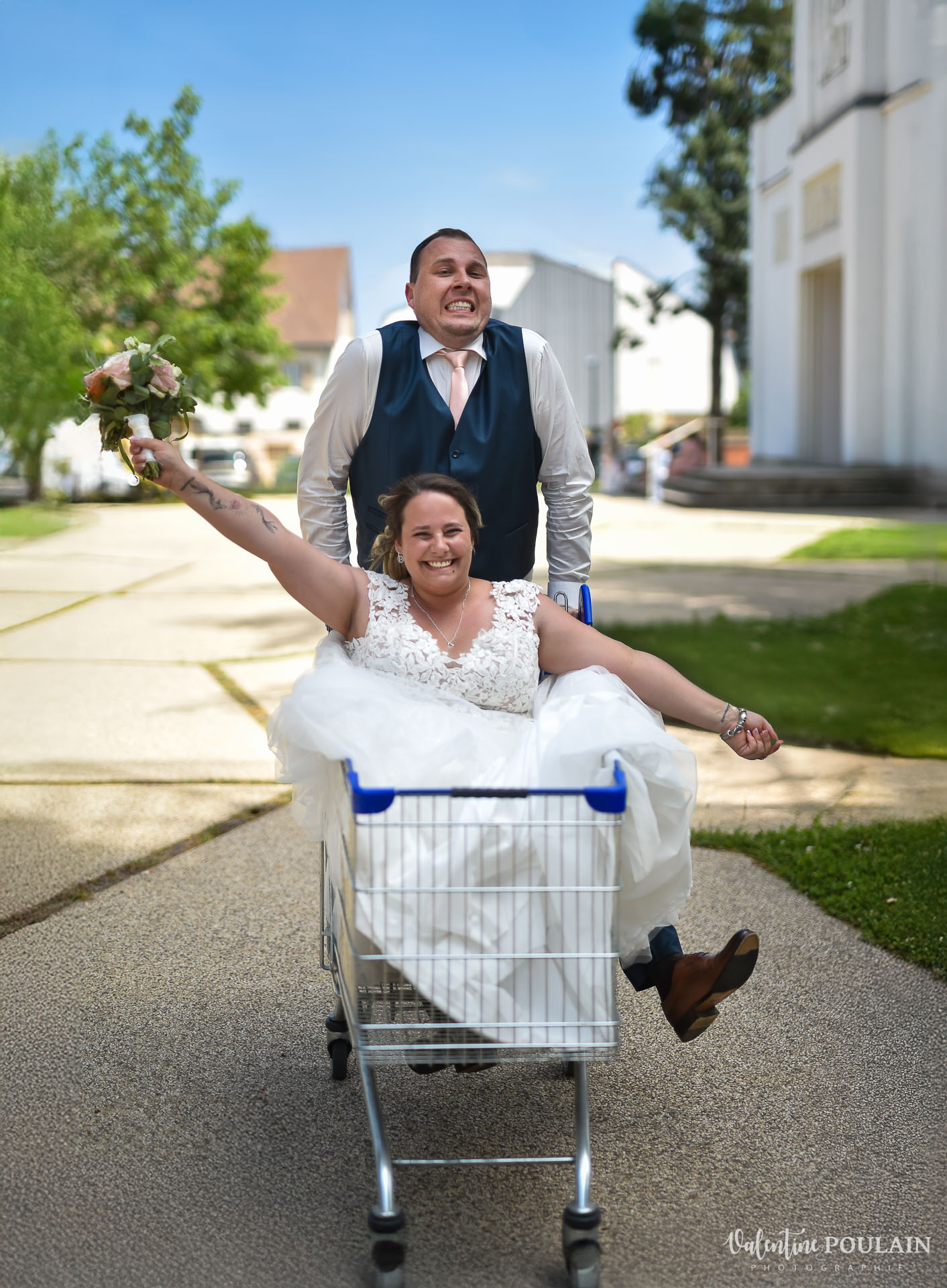 Mariage fun dejanté caddie - Valentine Poulain